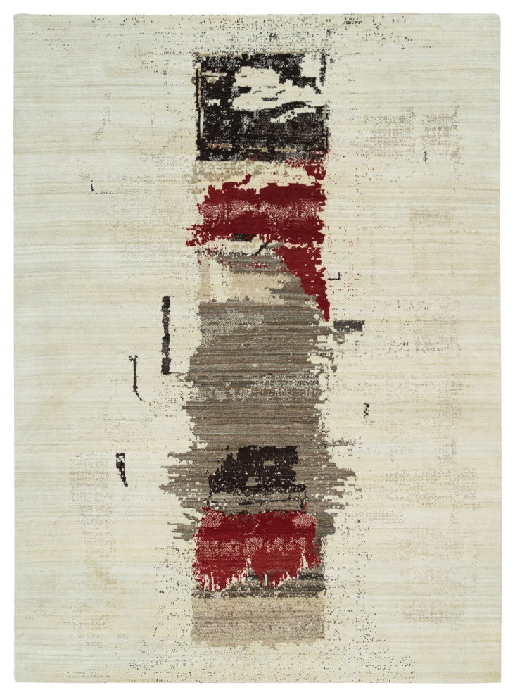 Parchment White Hand Knotted Lori Buft Gabbeh Wool Oriental Rug, 8'3"x11'3"