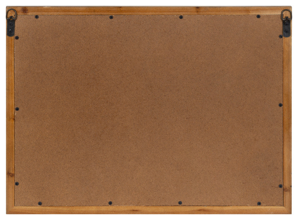 Jackson Wood Windowpane Mirror With Metal Shelf, Brown/Black, 24"x18"
