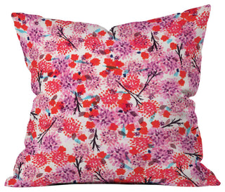 Joy Laforme Floral Forest Red Outdoor Throw Pillow