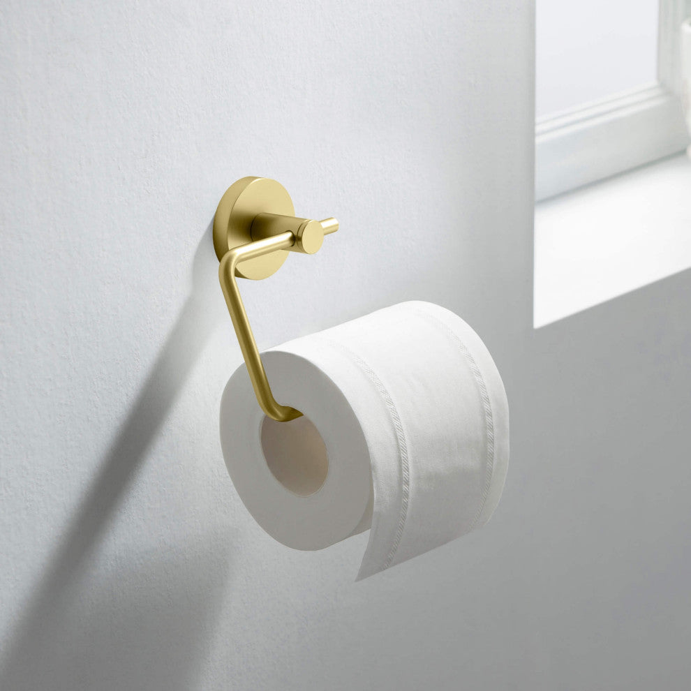Circular Toilet Paper Holder, Brushed Gold