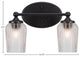 Capri 2-Light Bath Bar, Matte Black/Clear Textured