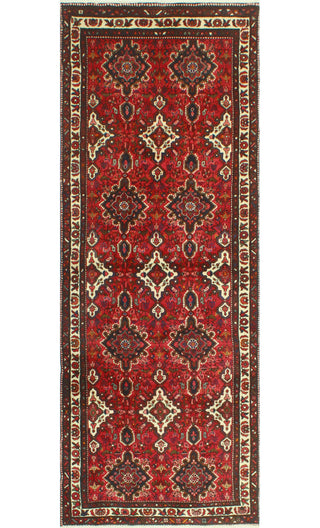 Fine Vintage Distressed Dash Red/Ivory Runner, 3'7 x 9'8