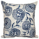 Antique Flowers, Floral Outdoor Pillow, Navy Blue, 18"x18"