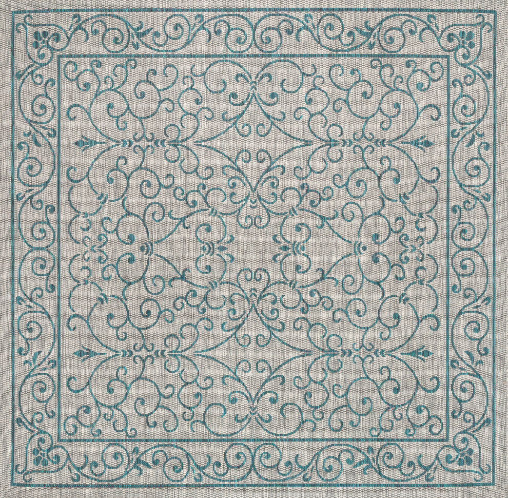 Charleston Vintage Filigree Textured Weave Indoor/Outdoor Area Rug