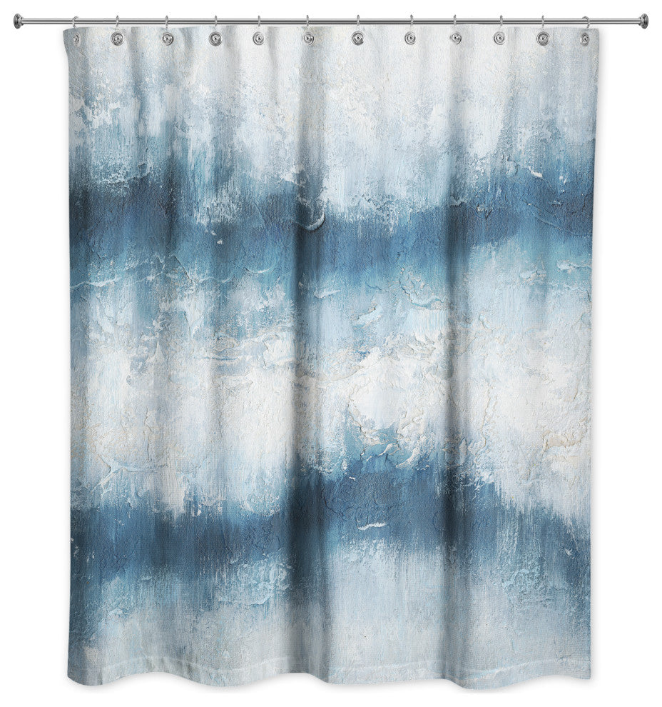 Painterly Abstract Waves 71x74 Shower Curtain