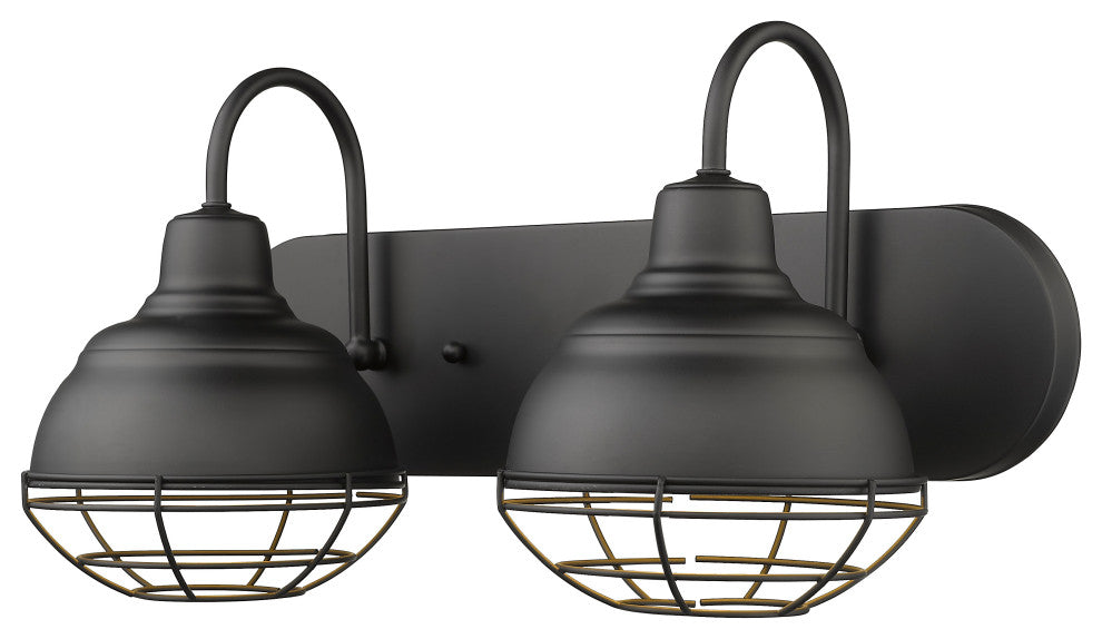2-Light 18" Matte Black Neo-Industrial, Vanity Light