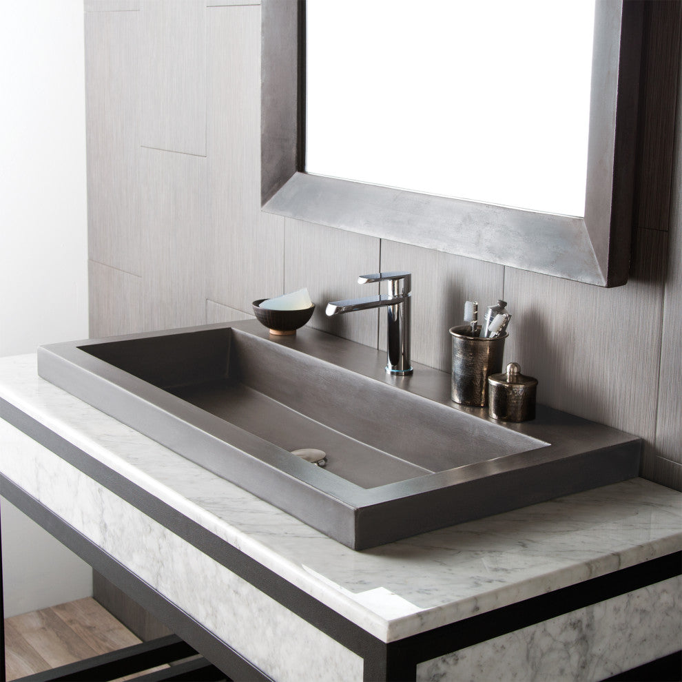 Trough 3619 Bathroom Sink, Slate, No Faucet Holes