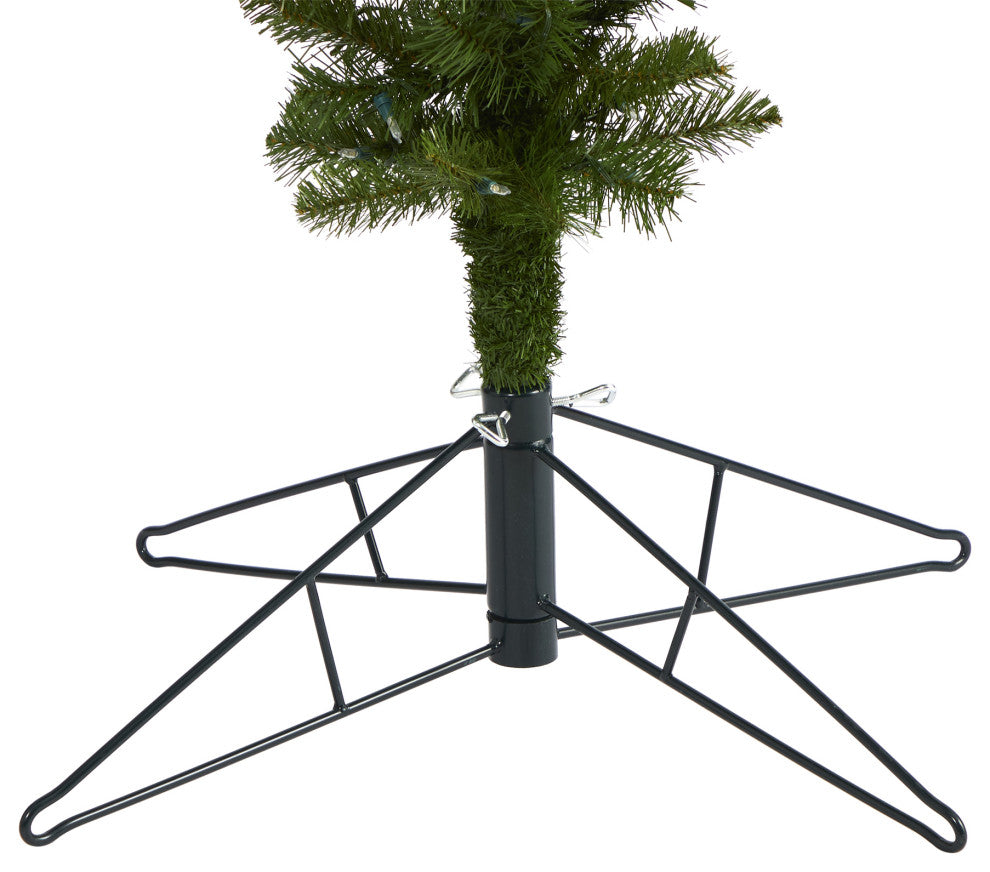 8' Sun Valley Spruce Upside Down Faux Xmas Tree W/ Lights & Bendable Branches