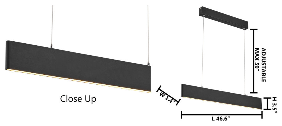 Black Thin Rectangular Frame LED Light Fixture