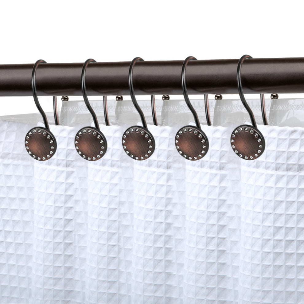 Utopia Alley Shower Hooks - Double Shower Curtain Rings for Bathroom, Set of 12, Oil Rubbed Bronze