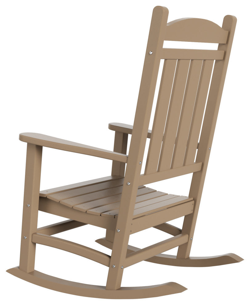 WestinTrends 2PC Outdoor Patio HDPE Adirondack Porch Rocking Chair Set, Weathered Wood