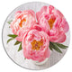 Peony Flowers On White Floor, Floral Disc Metal Wall Art, 36"