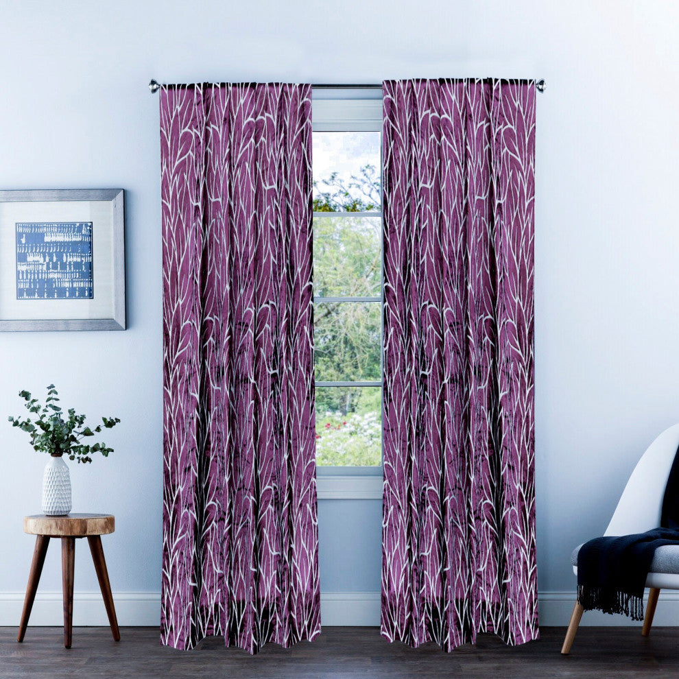 Purple Leaves Fabric By The Yard, Burnout Velvet Fabric, Upholstery, Drapery