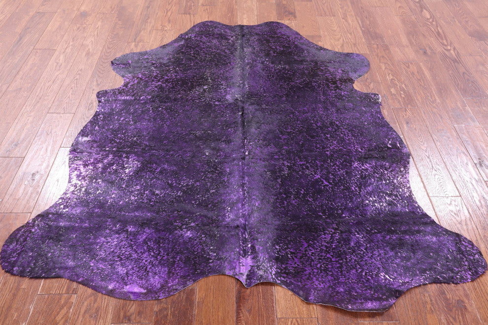 6' 0" X 5' 6" Purple Metallic Cowhide Rug C2108