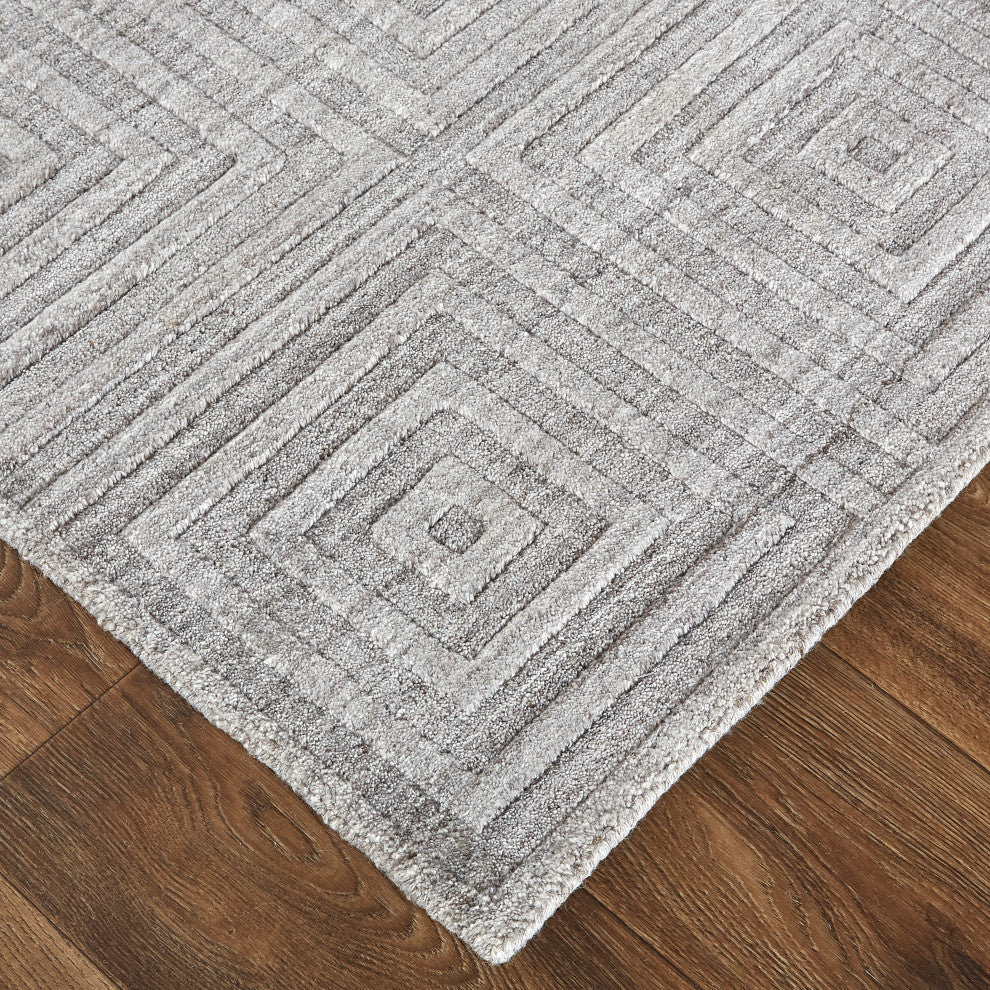 Weave & Wander Tatem Minimal Viscose Rug, Beige/Gray, 3'-6" x 5'-6" Rug