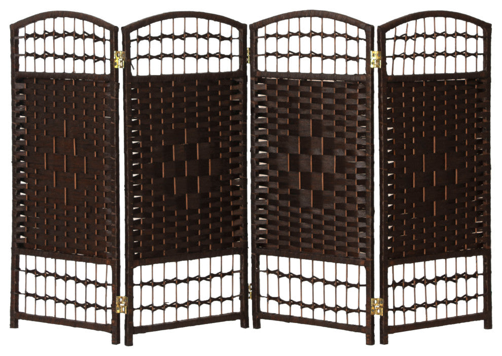 3 ft. Short Fiber Weave Room Divider Dark Mocha 4 Panels