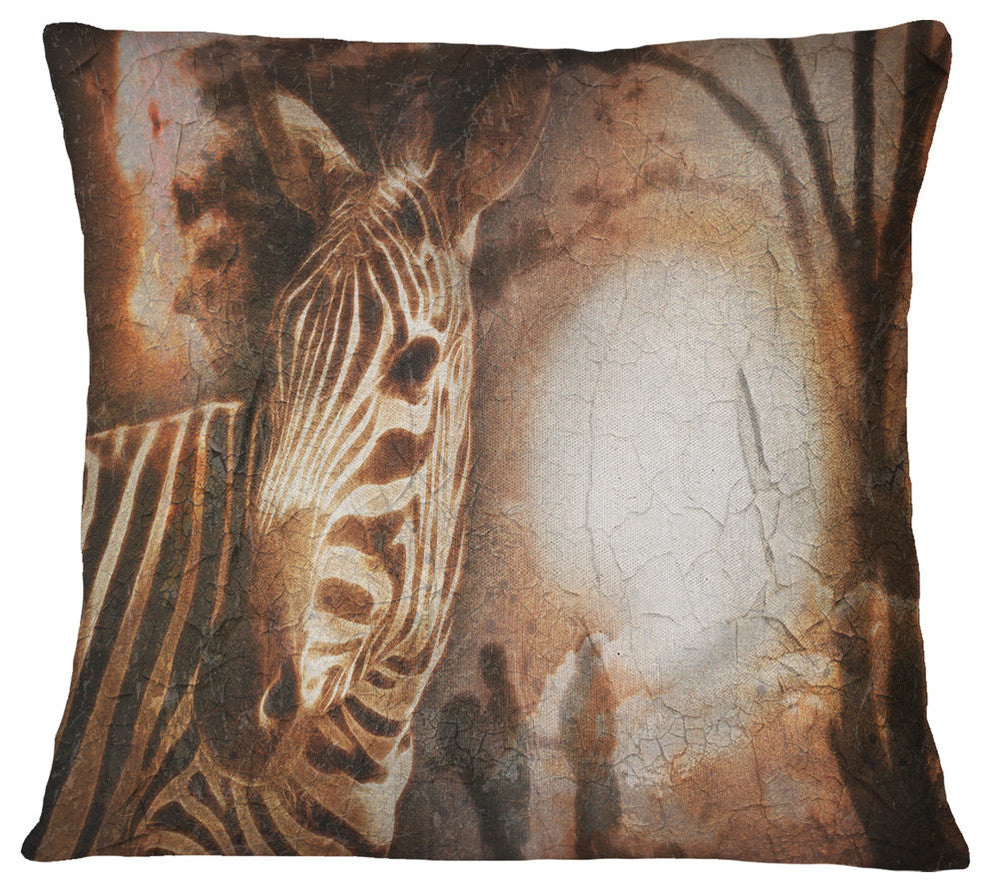 Vintage Style African Zebra African Throw Pillow, 16"x16"