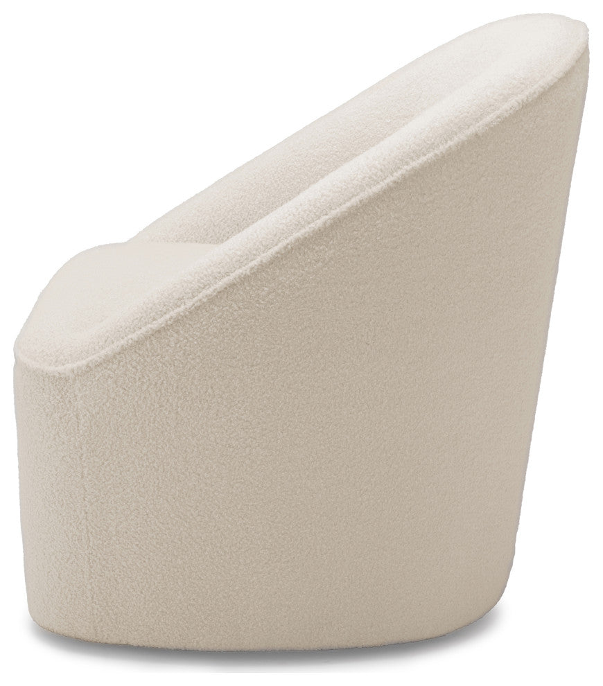 Andria Boucle Swivel Chair, Milky White