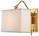 Leyden, 1 Light, Wall Sconce, Aged Brass Finish, White Silk