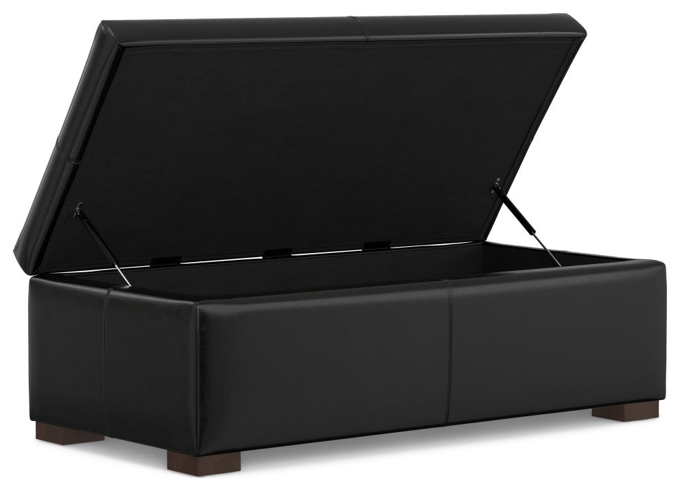 Gabbie Rectangular Storage Ottoman, Midnight Black
