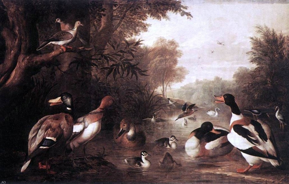 Jakab Bogdany Landscape With Ducks, 18"x27" Wall Decal