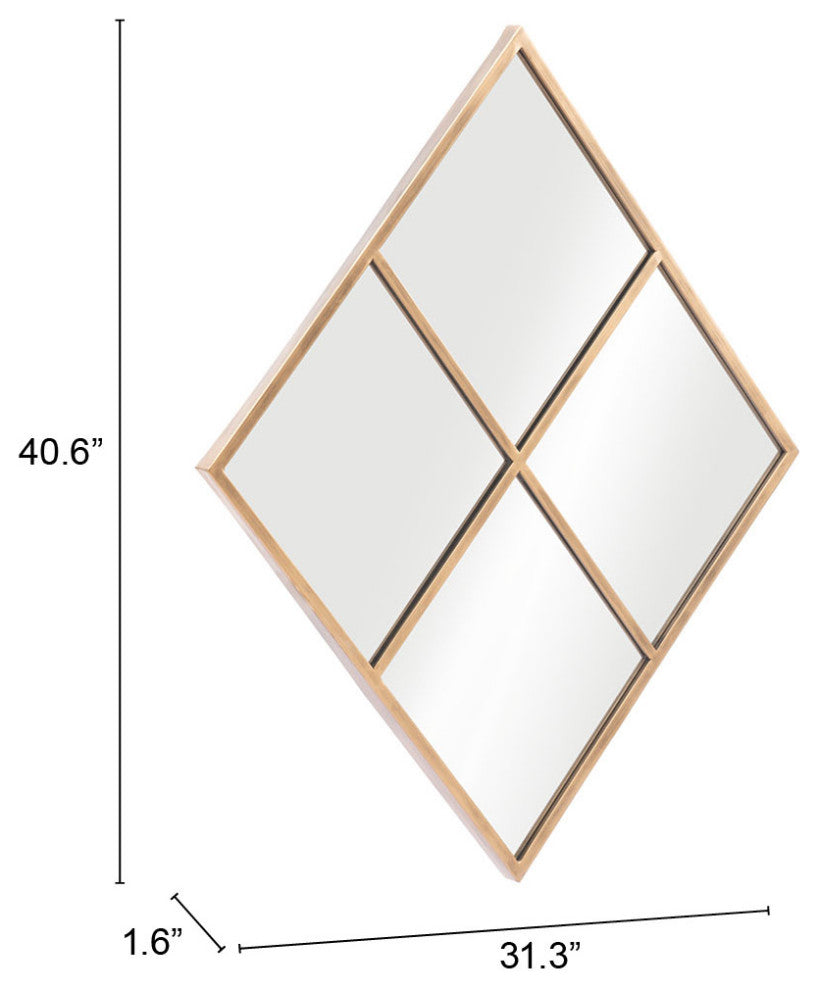 Frame Wall Mirror, Glass, Steel Metal, Gold, Bedroom Living