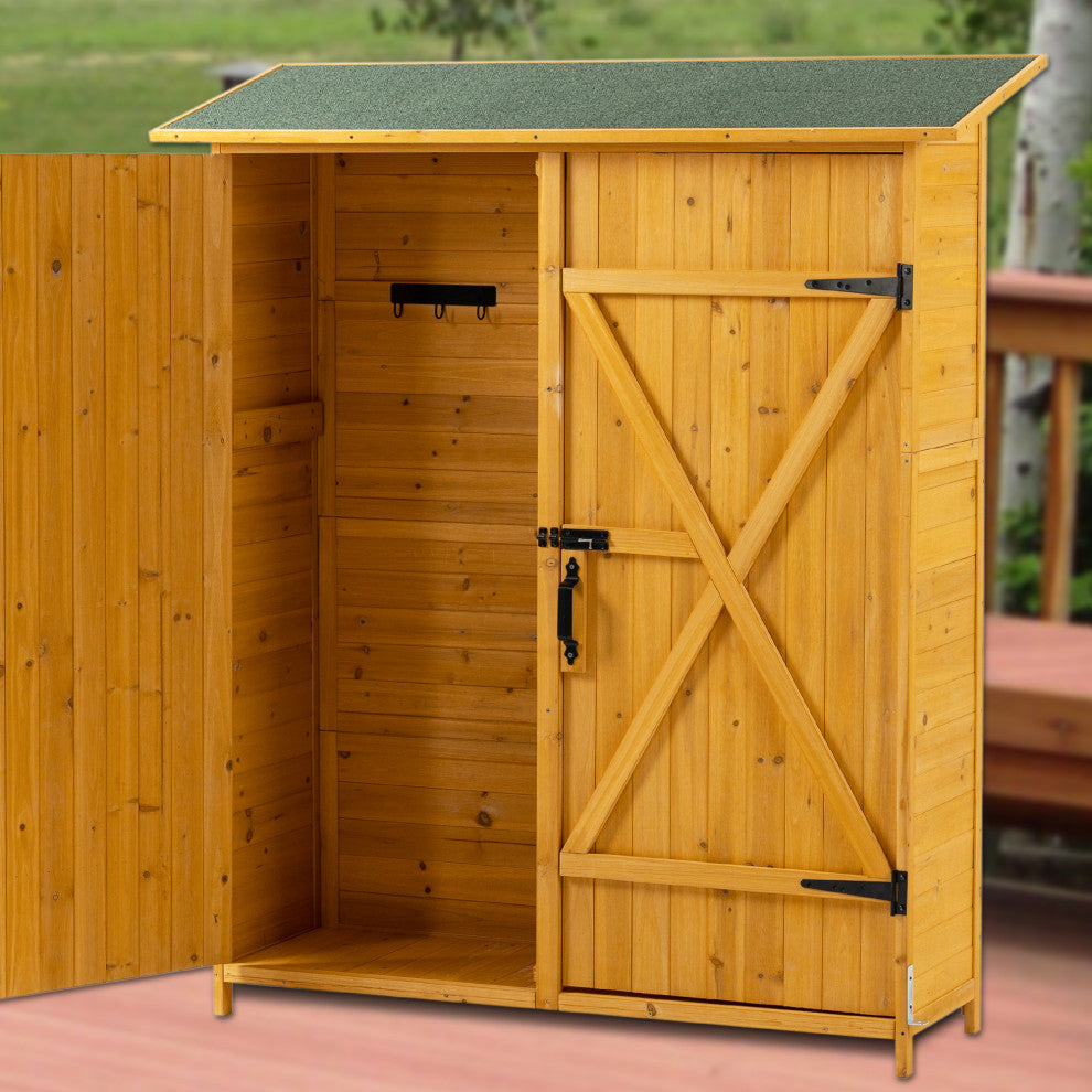 Outdoor Storage Shed With Lockable Door, Natural