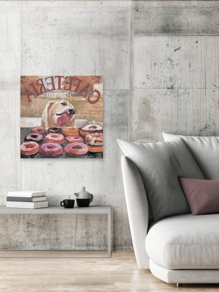 "Apollo Likes Donuts" Painting Print on Wrapped Canvas, 24x24