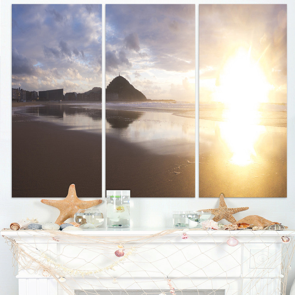 "Sunset at Donostia Beach" Canvas Wall Art, 3 Panels, 36"x28"
