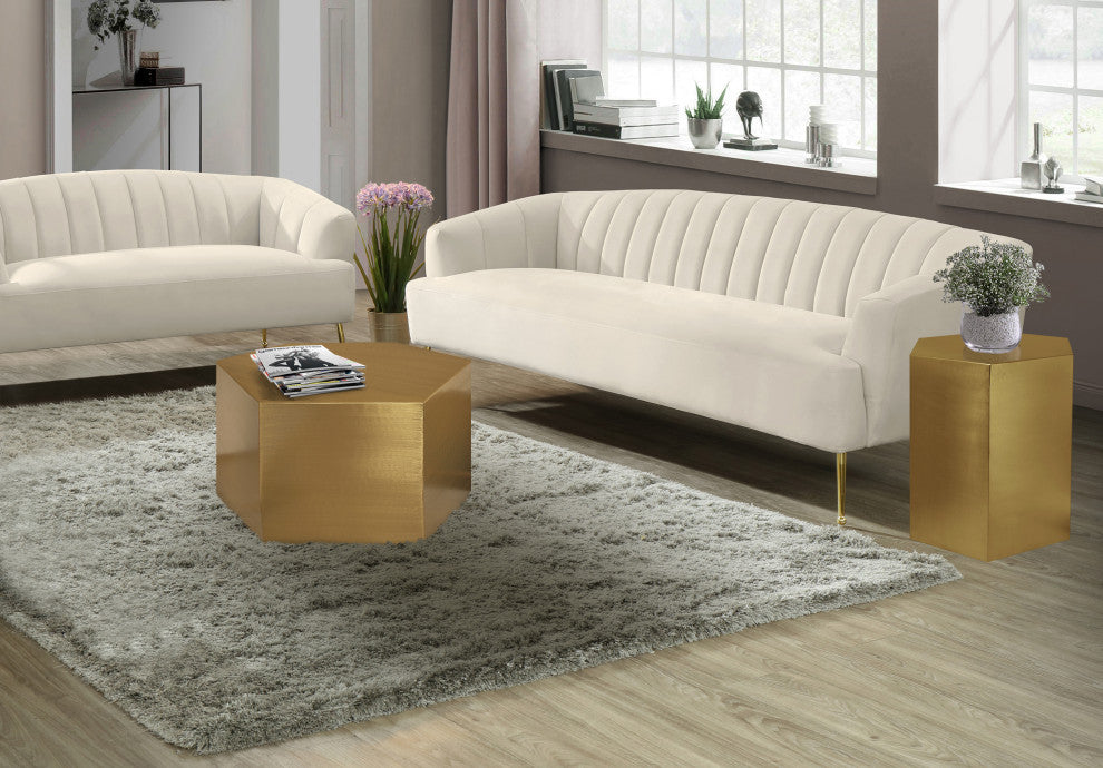 Hexagon Durable Iron Modular Coffee Table, Brushed Gold