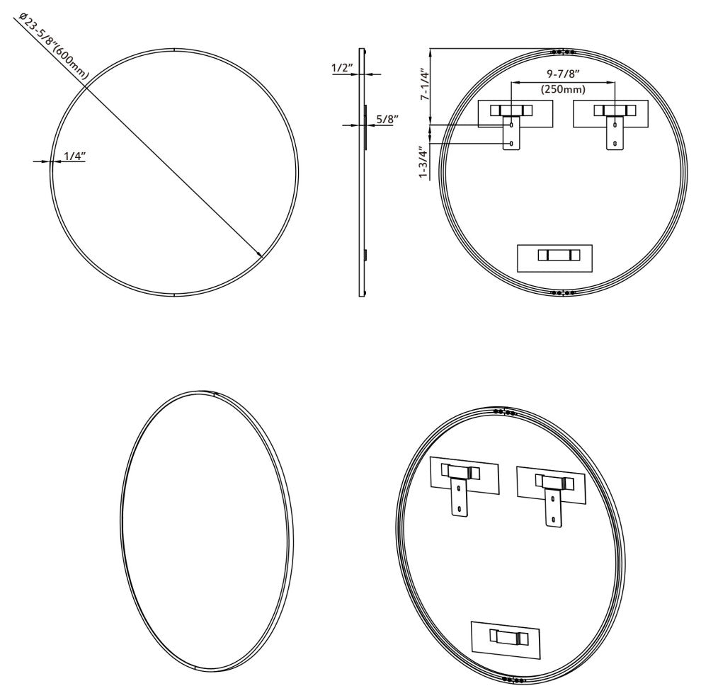 Mattox Round Mirror - 24" Diameter, Black