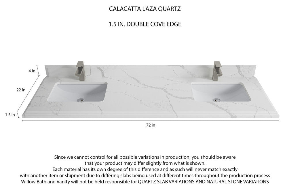 Sonoma 72 Double Sink Reeded Bath Vanity in White 1.5" Calacatta Laza