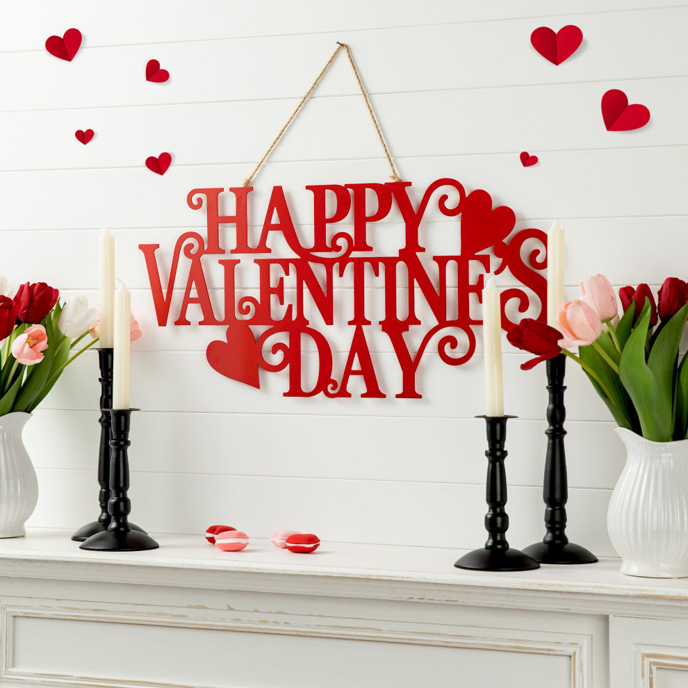 24"L Metal "Happy Valentine's  Day" Wall Decor