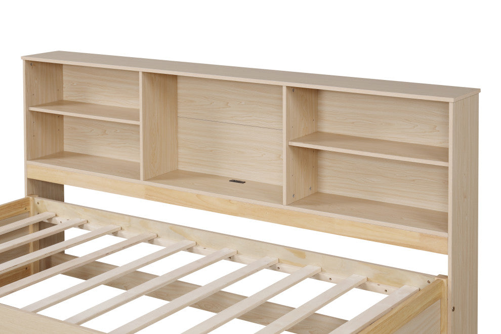 Gewnee Twin Size Bed Frame With Side Bookshelves