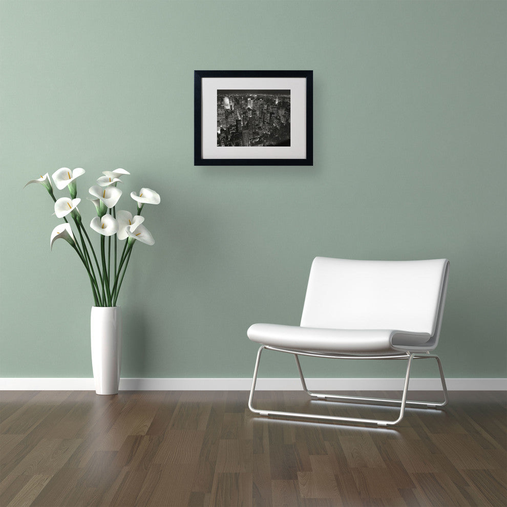 'Night Skyline' Matted Framed Canvas Art by Chris Bliss