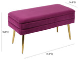 Ziva Plum Velvet Storage Bench - Plum