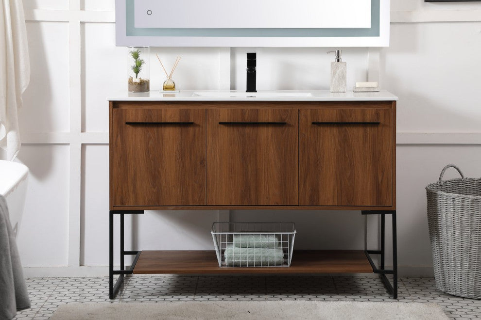 48" Single Bathroom Vanity, Walnut Brown