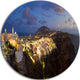 Thira Santorini Greece Panorama, Landscape Disc Metal Wall Art, 23"
