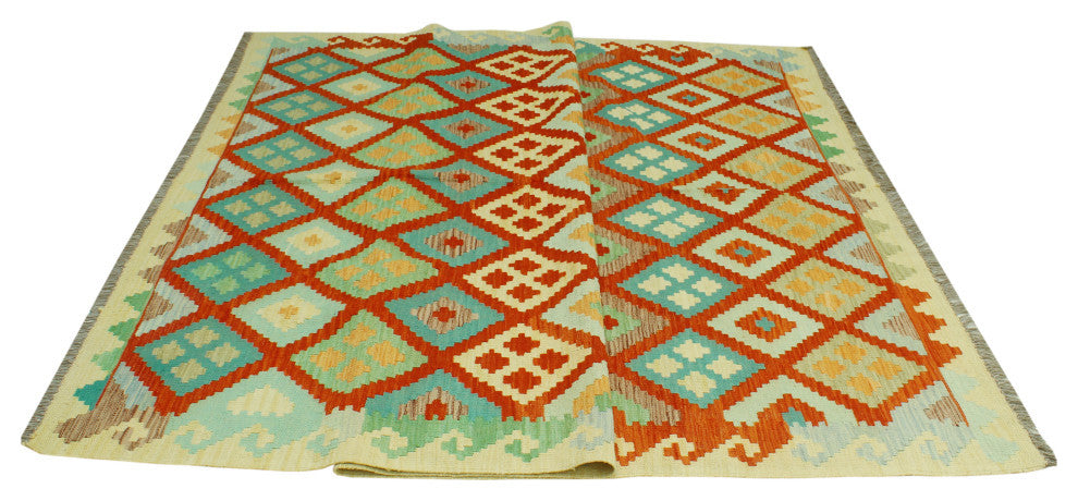 Sangat Flatweave Morris Red/Beige Rug, 6'9 x 9'9