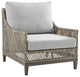 Silvana 4 Piece Outdoor Gray Fabric and Wicker Conversation Set