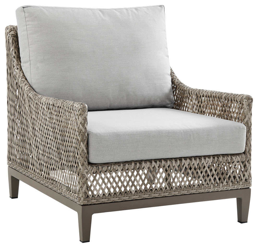 Silvana 4 Piece Outdoor Gray Fabric and Wicker Conversation Set