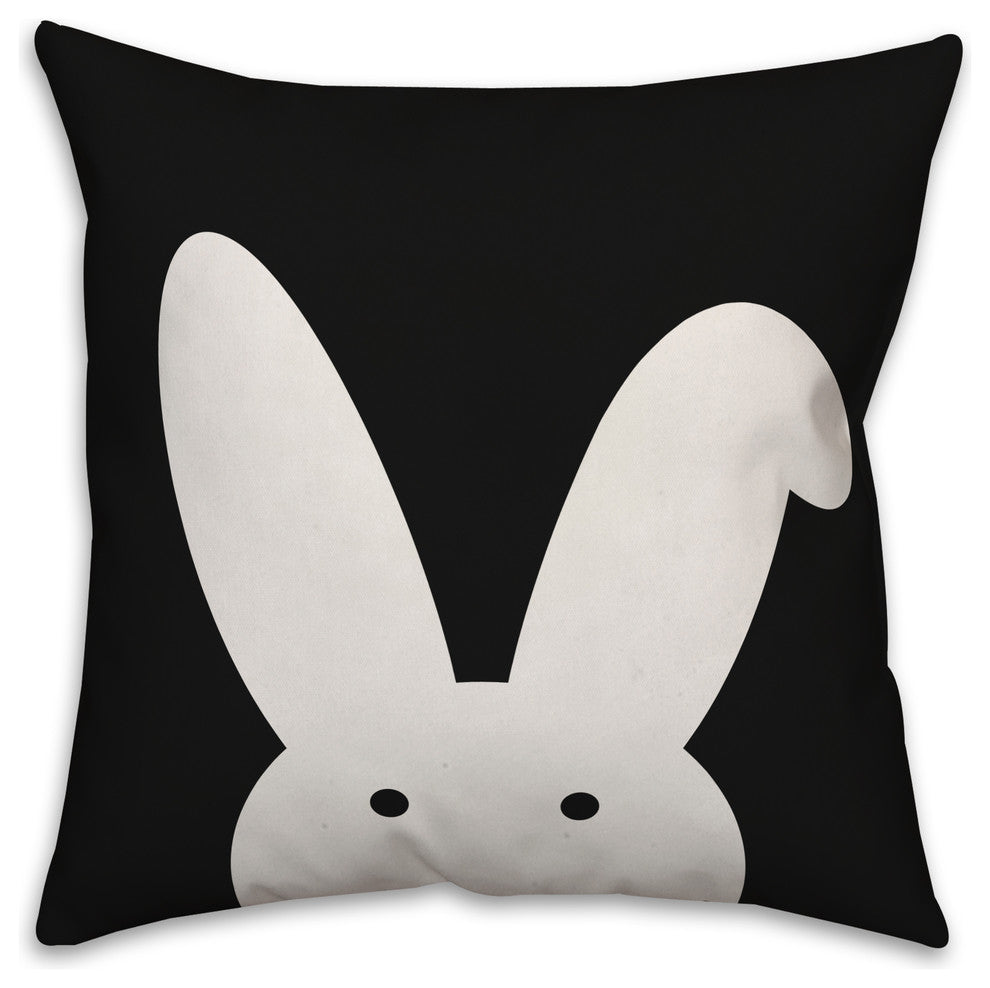 Modern Black and White Bunny 16x16 Throw Pillow Cover