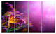 Flowers on Purple Background, Floral Canvas Art Print, 48"x28", 4 Panels