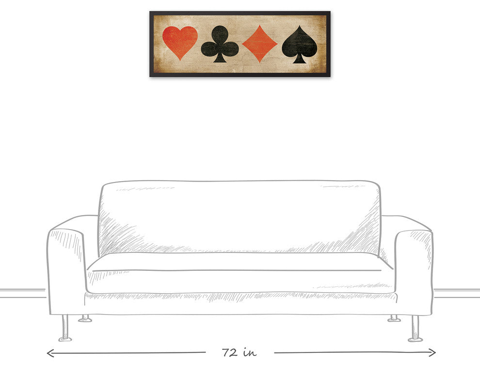 Card Suites 12"x36" Black Framed Print on Canvas
