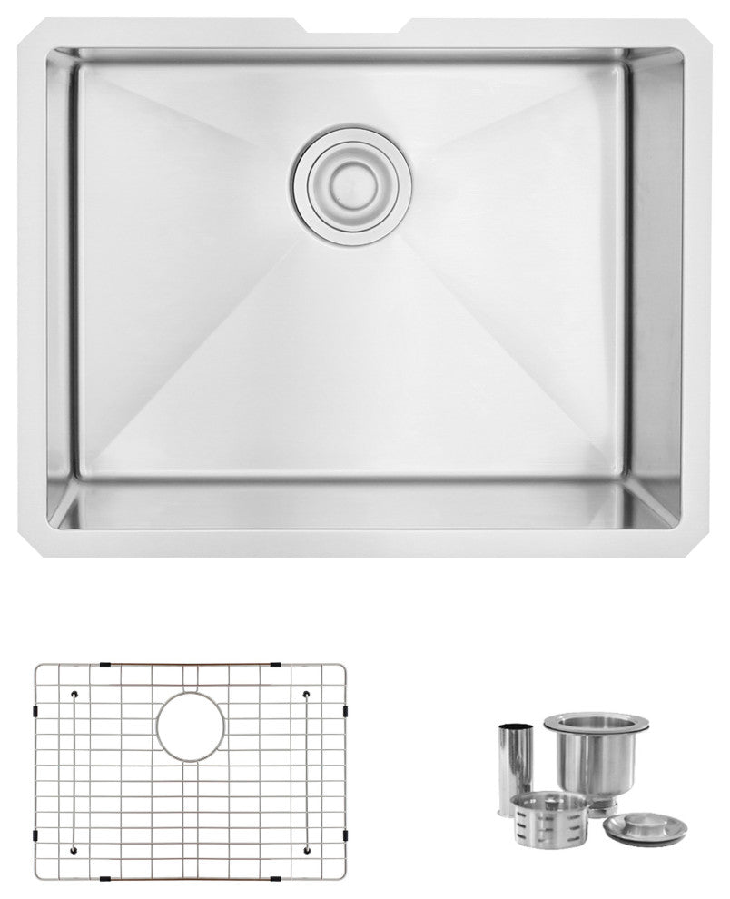 STYLISH 23" x 18" Stainless Steel 16 Gauge Single Basin Undermount Kitchen Sink