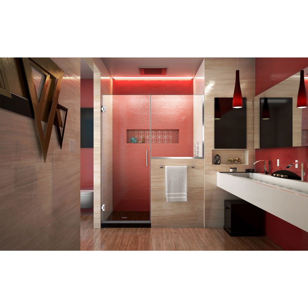 Unidoor Plus 59-59.5" Hinged Shower Door, Chrome