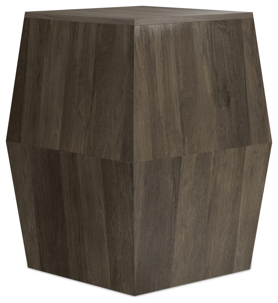 Terry Solid Mango Wood Side Table, Natural, Ash Grey