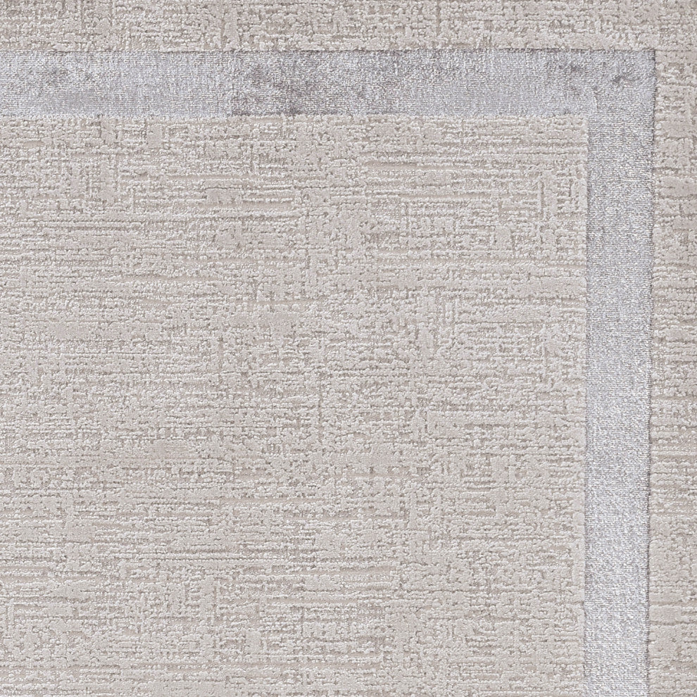 KAS Luna 7129 Ivory/Silver Border Area Rug, 5'3"x7'7"