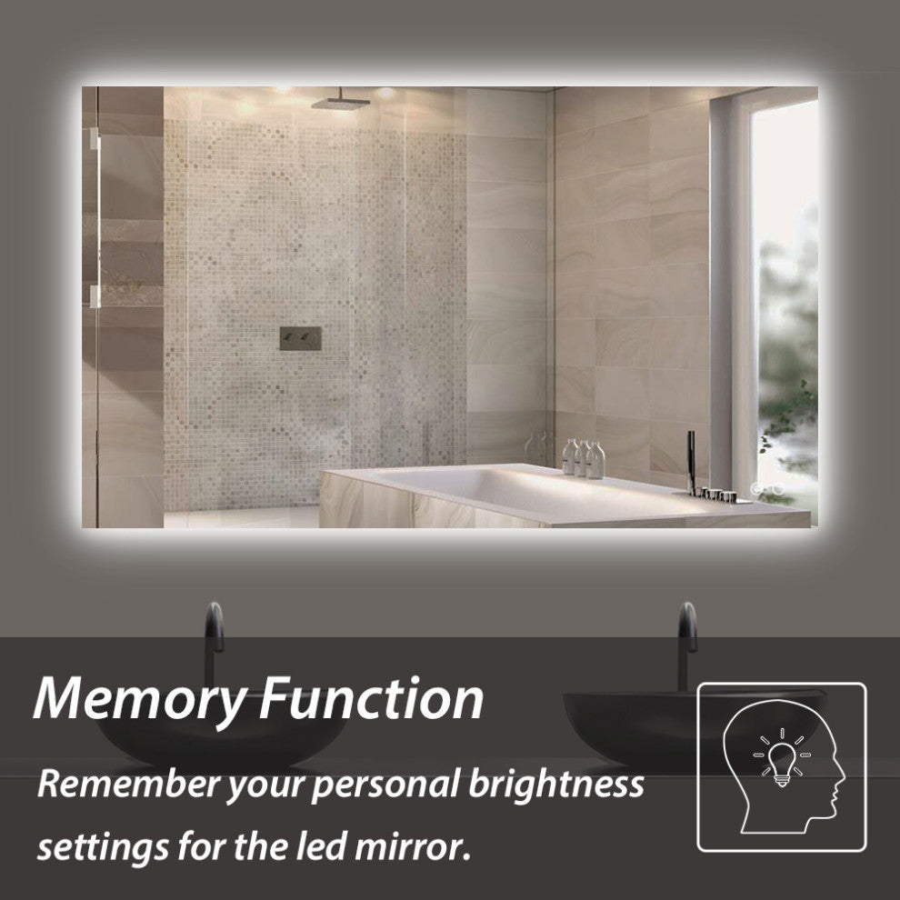 Backlit 3-Color LED Mirror for Bathroom, Anti-Fog Dimmable, 24x40