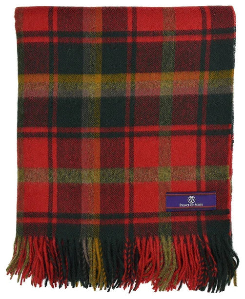 Prince of Scots Highland Tartan Tweed Merino Wool Throw, Dark Maple